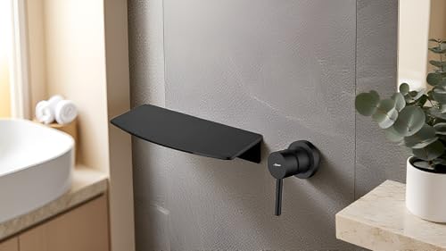 Image of Aquieen Luxury Series Wall Mounted Basin Mixer Hot & Cold with Diverter Body & Exposed Part Kit (Bianca) (Matt Black)