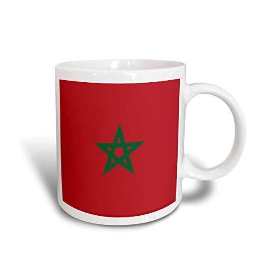 (Mug_158383_2) Marockos flagga - Marockansk röd med grön pentagram stjärna sigill - Afrika afrikanska världen land - keramisk mugg