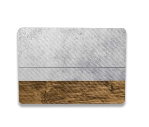 Image of MightySkins Carbon Fiber Skin Compatible with Microsoft Surface Laptop Studio 2 (2023) Full Wrap Kit - Concrete Wood | Protective, Durable Textured Carbon Fiber Finish | Made in The USA