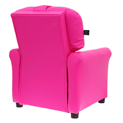 The Crew Furniture Traditional Kids Recliner Chair, Toddler Ages 1-5 Years, Polyurethane Faux Leather, Pink #TOP3
