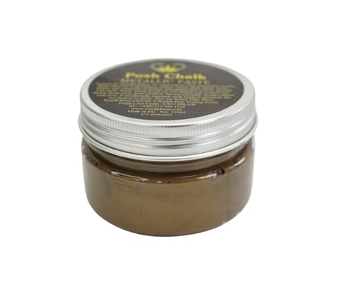 Posh Chalk PC0012 Metallic Paste - Brown Van Dyke 110ml - Water-Based Indoor + Outdoor Use - Multiuse Furniture Craft Paint Rich Pigment - Wood, Metal, Fabric, Glass - Luxurious Creamy Texture