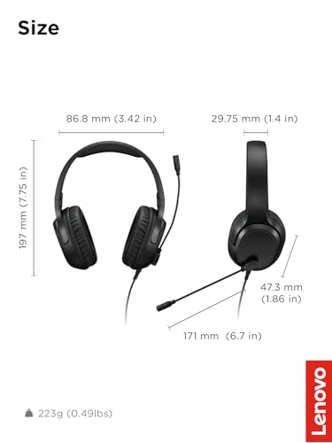Image of Lenovo H110 Wired Gaming Headset - 3.5mm Connection, Omni-Directional Microphone, Breathable Ear Cups, Built-in Volume Wheel - Black