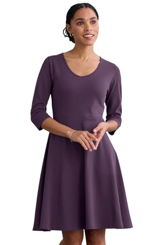 Image of Fair Indigo Women's 100% Organic Pima Cotton Half Sleeve V-Neck Dress
