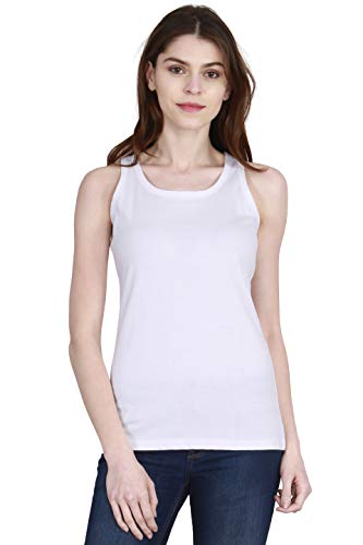 Image of FLEXIMAA Women's Cotton Plain Round Neck Sleeveless T-Shirt