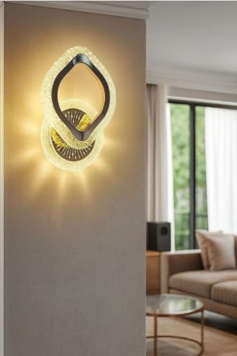 Image of Modern Crystal LED Wall Light, Decorative Indoor Wall Lamp with Warm White Lighting, Stylish Wall Mounted Light for Living Room, Bedroom, Hallway
