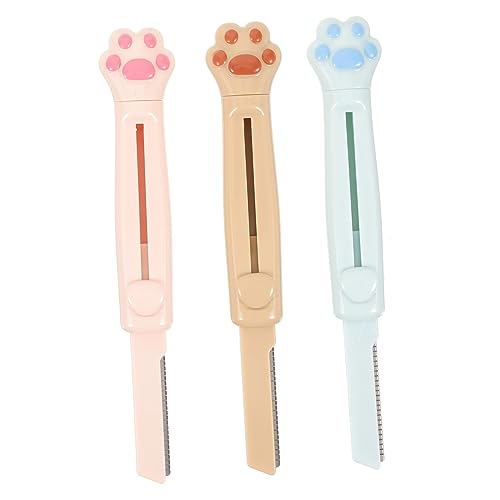 FRCOLOR Portable Eyebrow Razor Set 3pcs Face Hair Shaver Eyebrow Trimmer Tools Stainless Steel for Women Men Gentle and Effective for