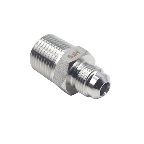 Image of HFS(R)1 /2 inch NPT Male to 3 /8 inch SAE Male Flare Tubing Adapter Hose Connector Pipe Fittings 304 Stainless Steel (1 /2 inch MNPT x 3 /8 inch MSAE)