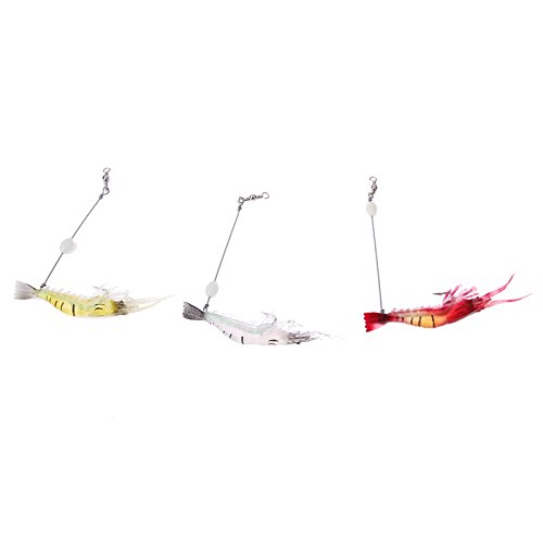 Generic 6G 3PCS Luminous Soft Lures Artificial Shrimp Hooks Fishing Baits Lake River Fishing