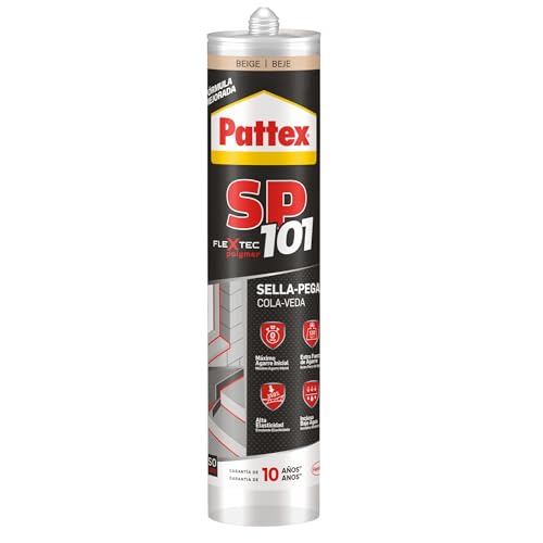 Pattex SP101 Original, adhesivo sellador para interiores y exteriores, polímero sellador beige multimaterial, sellador de juntas en cartucho, 1 x 280 ml