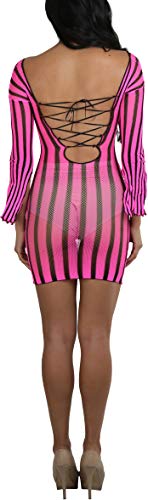 Image of ToBeInStyle Women's Stretch See Through Fishnet Novelty Mini Rave Party Dress