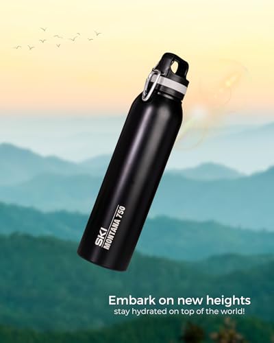 Image of SKI Montana Stainless Steel Vacuum Insulated Water Bottle, Thermos Flask Bottle, Sports Bottle- 750ML (Green)