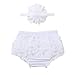 inhzoy Bébé Fille Culotte Bloomer avec Bandeau Naissance Coton Dentelle Couverture Basique de Couche-Culotte Confortable Bloomers pour Baptême Anniversaire Fête 0-3 Ans Blanc 0-3 Mois