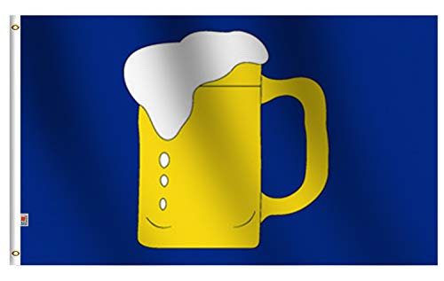 Rhungift Bm Beer Mug Flag 3X5 Ft Large, Moderate-Outdoor& Indoor Both Sides Heavy Duty100D Polyester,Canvas Header And Double Stitched - Beer Mug Advertising Or Service Businesses Flags #TOP16