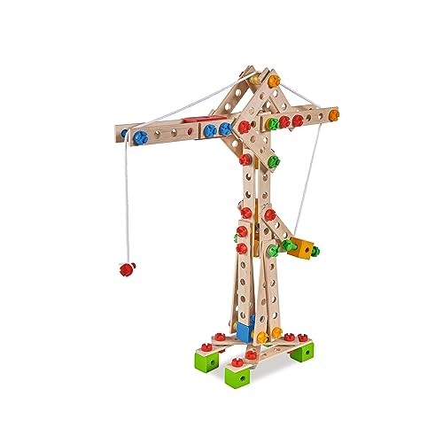 Eichhorn Constructor Kran, vielseitiges Holzspielzeug, 170 Bauteile, 5...