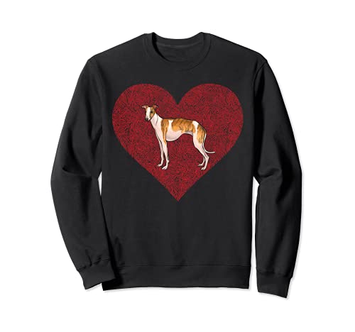 Whippet Valentines Day Dog Love Fingerprint Sweatshirt, Black