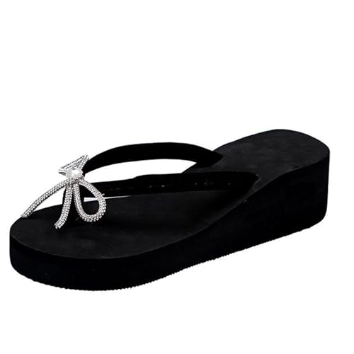 Fashion Flip Flops With Bow Knot For Women Summer Wedges Clip-Toe Sandals For