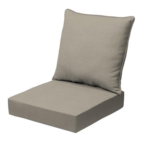 Image of Arden earthFIBER Outdoor Deep Seat Cushion Set, 24 x 24, Rain-Proof, Fade Resistant, Deep Seat Bottom and Back Cushion for Chair, Sofa Sandbar Taupe Texture