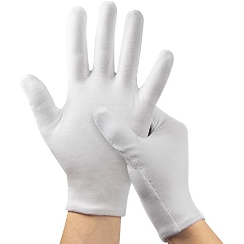 5Pairs(10Pcs) Moisturizing Gloves Overnight, Cotton Gloves for Dry Hands Eczema,White Cotton Gloves for Men and Women,Washable SPA Cotton Inspection Gloves, One Size Fit Most Cloth Gloves Cover