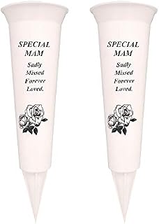 Graveside Memorial Vases/Flower Holders Ornament (2 Spikes/Package), Engraved with a Funeral Verse | A Personalized Plastic Spike Grave Decoration Ornament for your Loved Ones (In Loving Memory)