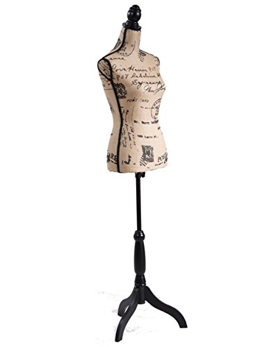 Female Mannequin Torso Dress Form Black Tripod Stand Monogram Style