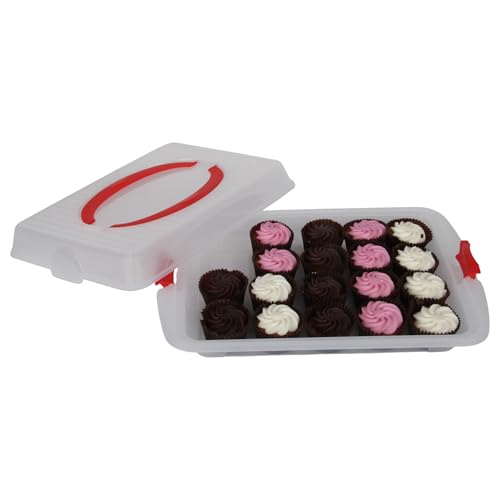 Jolie Max Cake and Pastry Carrier with Handle – Rectangular BPA-Free Clear Plastic Food Storage...