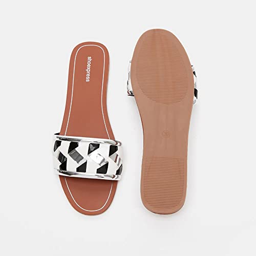 Image of shoexpress Women's Textured Open Toe Slide Sandals Flat