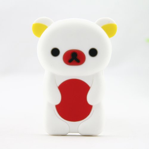 Phaetonnice 3D Cute Bear Silicone Skin Case Cover for Apple iPod Nano 7th Generation 7G - White