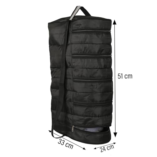 Image of Kuber Industries Upto 5 Pair Foldable Shoe Organiser Cover for Travel | Hanging Sandal /Shoes Packing Pouch & Storage Bag with Zip | Black
