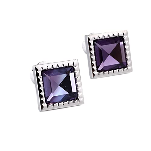 Mancuernillas Daesar Crystal Plateadas y Moradas miniatura 1