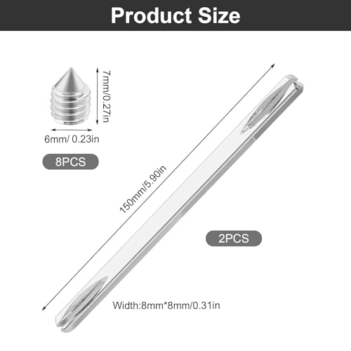 prota Vierkantstift 8mm x150mm Türgriff Spindelstange, 2 Stück Drückerstift Eisen Vierkantstift, Befestigungsstift Türgriff Stahl Spindelstange Massivstahl für Türklinke Innentür mit M6 Schraube