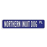 Panneau de rue en métal pour chien Inuit du Nord - Souvenir de chien - Décoration murale d'intérieur et d'extérieur