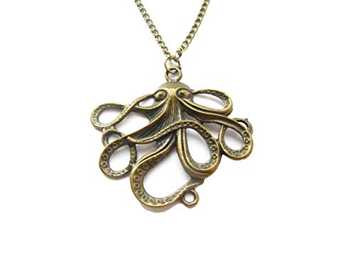 Octopus Necklace. Octopus Jewelry. Ancient Bronze Squid Necklace. Ocean Jewelry