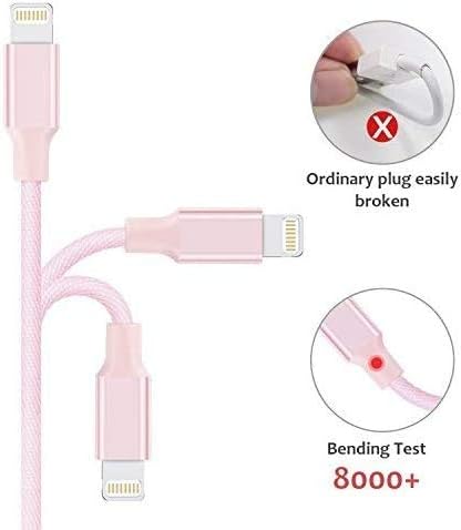 Novtech iPhone Charger Cord 3Pack 3FT MFi Certified Lightning Cable - Fast Charging Charger Cable Compatible with iPhone 11 Pro XR Xs Max X 8 8 Plus 7 7 Plus 6s 6s Plus 6 6 Plus SE iPad - Pink