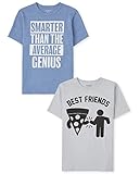 The Childrens Place Boys' Assorted Everyday Short Sleeve Graphic T-Shirts,Multipacks, Genius/Best Friends 2-Pack, Large