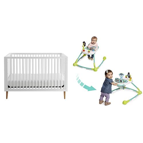 Kolcraft Roscoe 3-in-1 Convertible Crib White+Kolcraft Tiny Step Walker