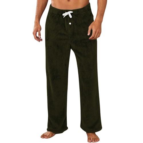Mens Fuzzy Lounge Pants with Pockets Sherpa Lined Warm Pajama Pant Drawstring Winter Cozy Fleece Sleepwear Pj Bottoms