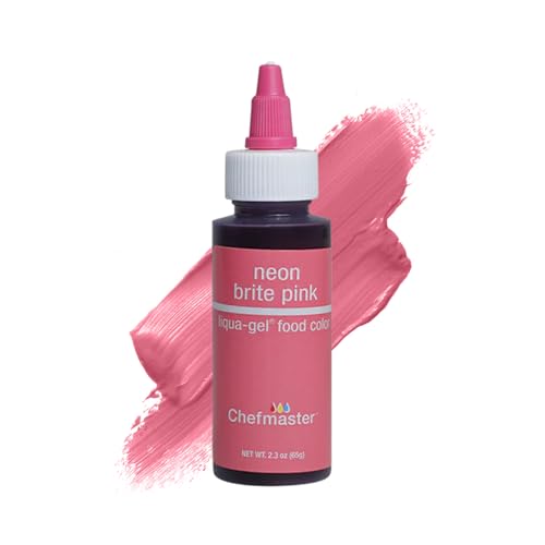 Image of Chefmaster Neon Pink Liqua-Gel Food Coloring | Vibrant Color | Professional-Grade Dye for Icing, Frosting, Fondant | Baking & Decorating | Fade-Resistant | Easy-to-Use | Made in USA | 2.3 oz