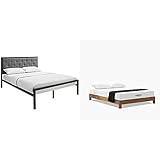 Modway Mia Fabric Platform Bed Frame, Queen, Brown Gray with Modway Aveline 8' Gel Infused Memory...