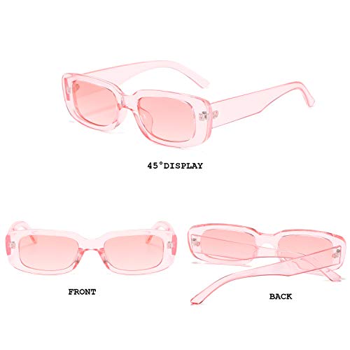 Image of BUTABY Rectangle Sunglasses for Women Retro Driving Glasses 90's Vintage Fashion Narrow Square Frame UV400 Protection