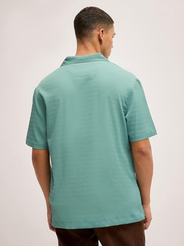 Image of THE BEAR HOUSE Men Regular Fit Self Design Club Collar Casual Shirt