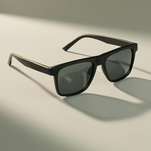 Image of Polarized Sunglasses for Mens Womens - Lightweight Matte Finish Sun Glasses,Line Patterned Sunglass