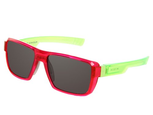 Under Armour Recon Sunglasses Crystal Magenta Neon Lime Green Frame Gray Lens