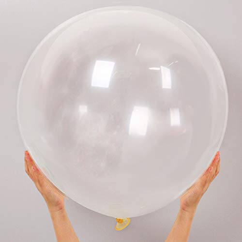 GuassLee Giant Round Balloons 36-inch Clear Balloons Large - 6 Pack Big Latex Transparent Balloons for Birthdays Wedding Photo Shoot and Festivals Christmas and Event Decorations