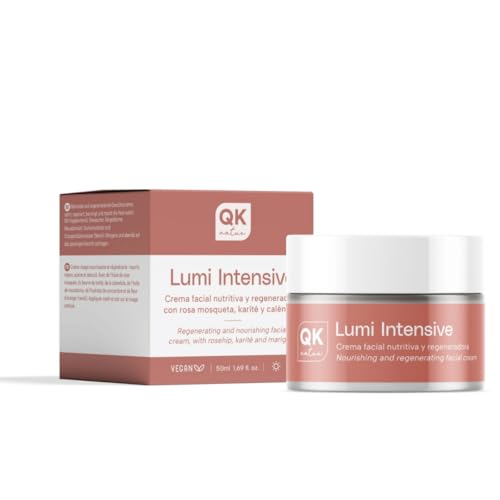 QKnatur Lumi Intensive - Crema Facial Nutritiva y Regeneradora con Rosa Mosqueta, Karité, Caléndula y Hidrolato de Pepino – Hidratación Natural y Vegana para Pieles Secas y Sensibles – 50 ml