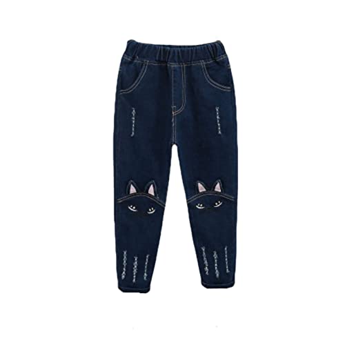 Generic Girls' Skinny Fit Pull on Jeggings Stretch Jeans for Teens Girls Cute Cat Print Elastic Waist Denim Pants