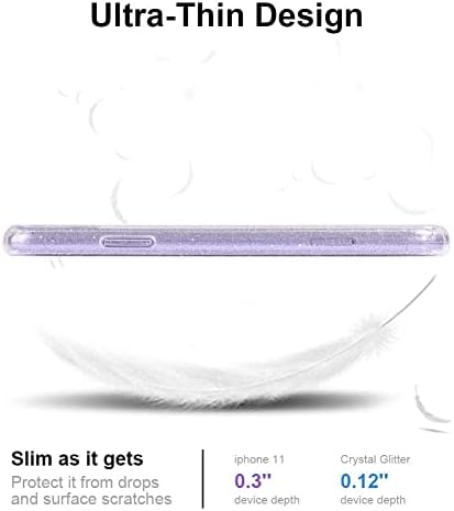 JJGoo Compatible with iPhone 11 Case, Clear Glitter Sparkle Bling Anti-Scratch Shockproof Protective Flexible Phone Cases Cute Slim Thin Cover for Women Girls (6.1 inch) 2019