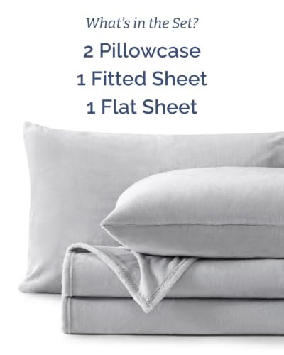 Image of Fleece Sheets Cal King Size Set - 4-Piece Velvet Flannel Sheet Set - Grey
