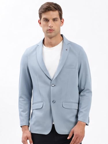 Image of SHOWOFFFF Men Solid Single Breasted Casual Blazer | Notched Lapel Full Sleeves Cotton Blazer for Mens | Slim Fit Regular Length Blazer for Men's