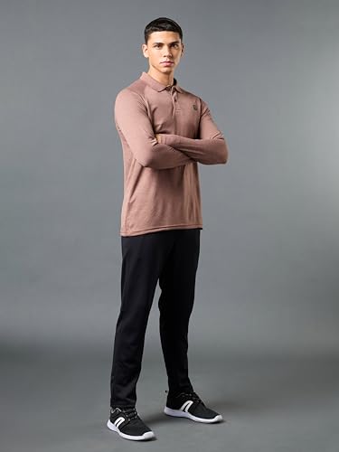 Image of TECHNOSPORT Mens Slim Fit Self-Design Full Sleeve Polo T-Shirt with Double Cool, SPF50+ Proerties for Gym, Workout and Regular Use