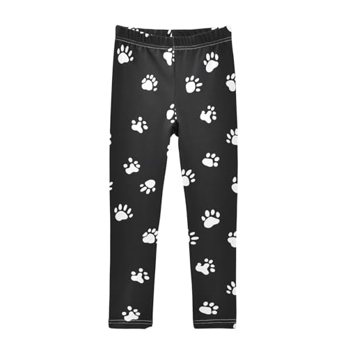 White Dog Paw Girls Leggings Ultra Soft Compression Yoga Gym Pants for Kids 4-10T